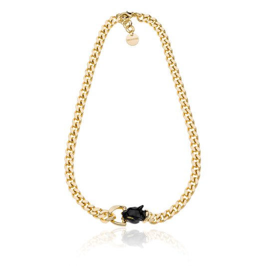 UNOAERRE - Collana groumette con testa di pantera