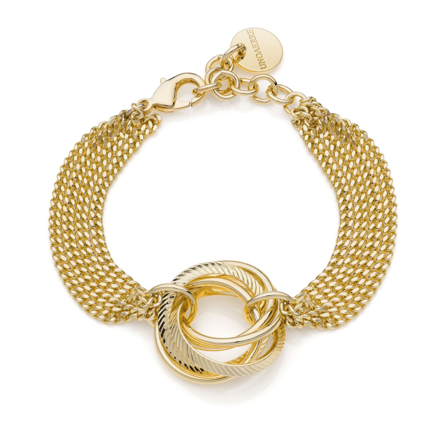 UNOAERRE - Bracciale catena multifilo e cerchi intrecciati