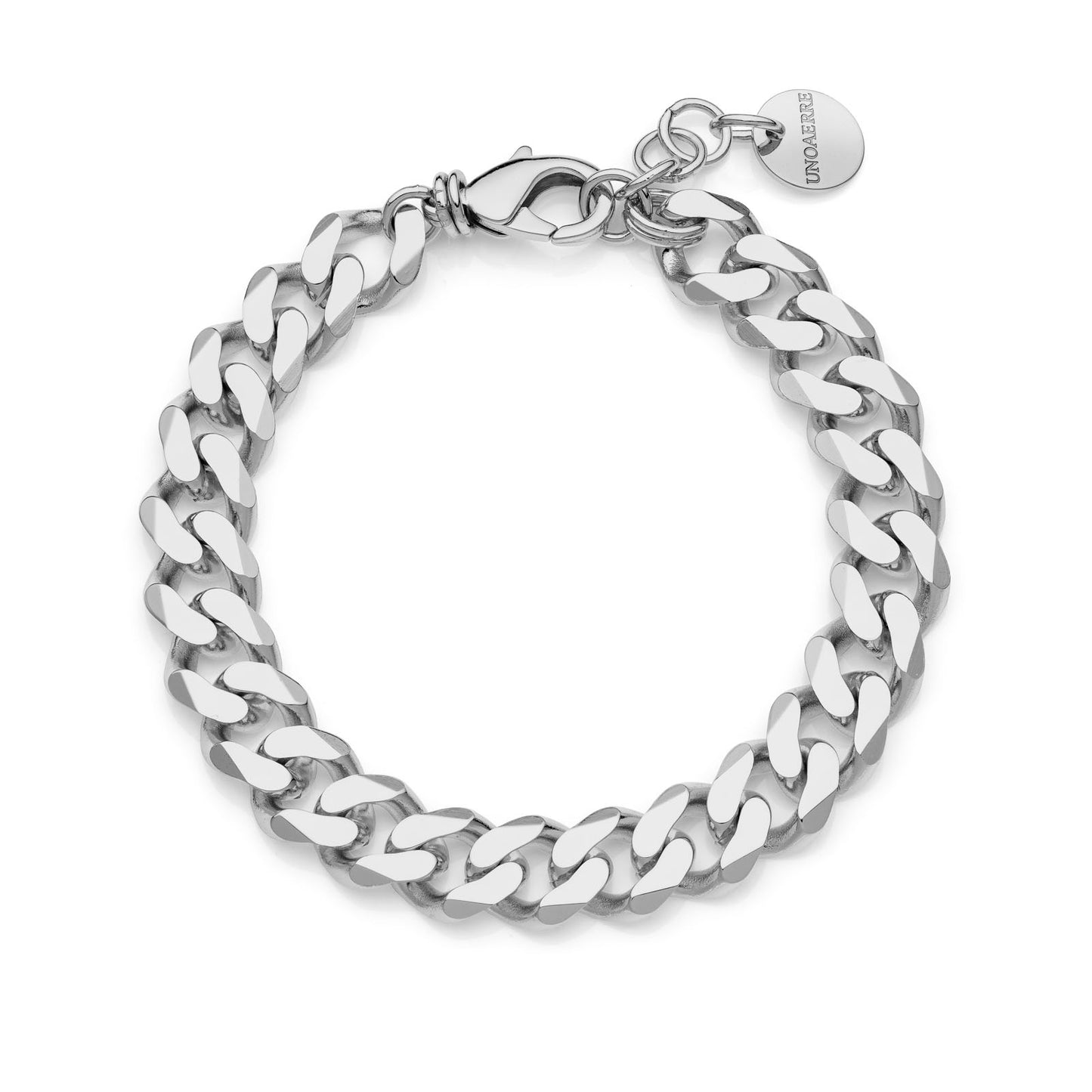 UNOAERRE - Bracciale catena grumetta diamantata argentato