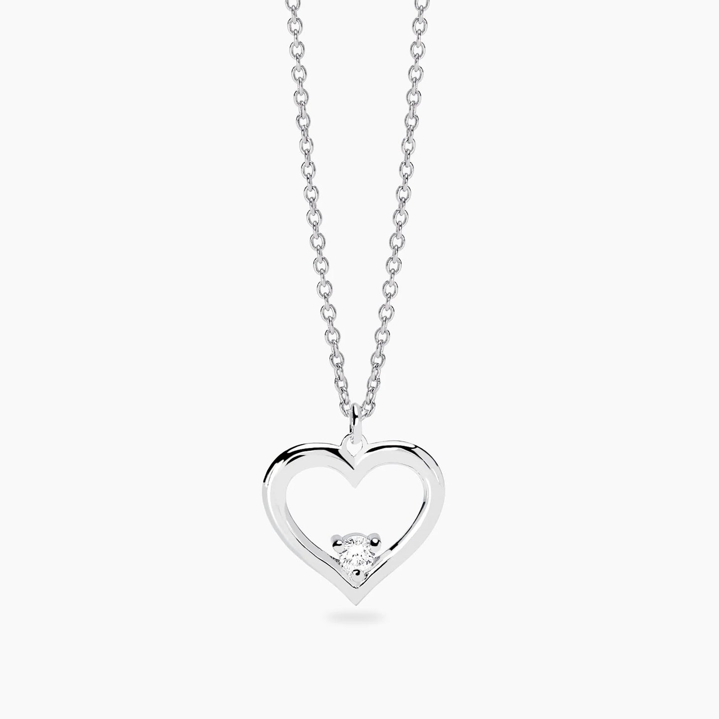 MABINA MY DIAMOND - Girocollo con cuore e diamante lab-grown 0,075 carati