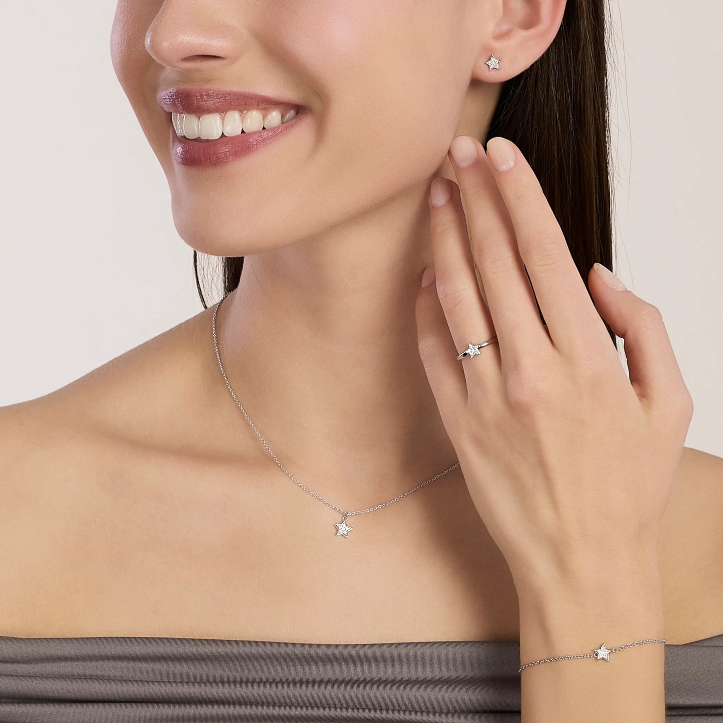 MABINA MY DIAMOND - Orecchini stella con diamanti lab-grown 0,015 carati