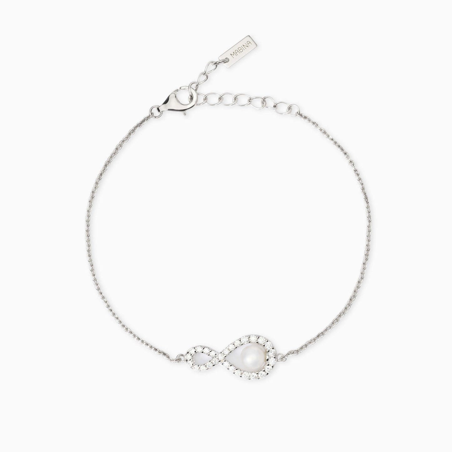 MABINA -  Bracciale con simbolo infinito e perla coltivata