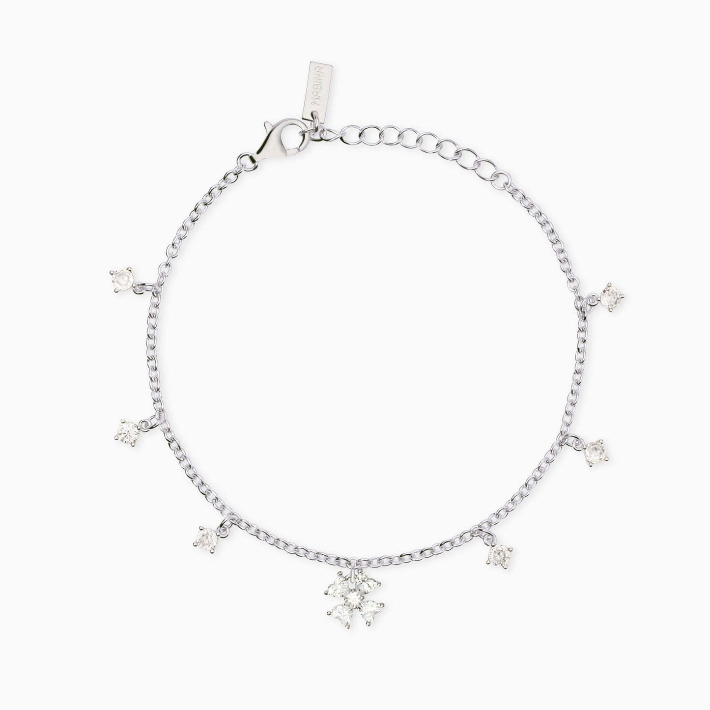 MABINA - Bracciale con ciondoli in zircone e quadrifoglio