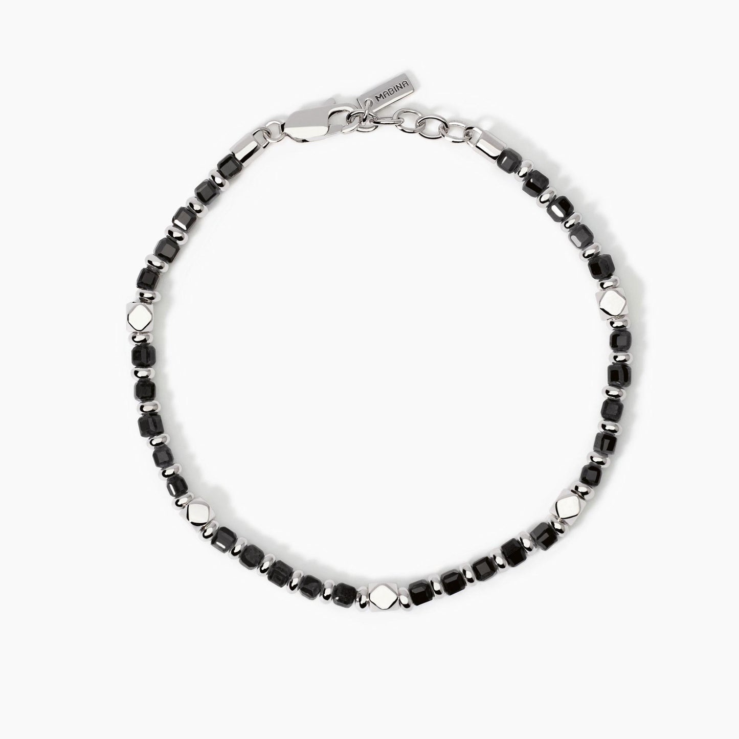 MABINA  - Bracciale da uomo in argento e agata nera