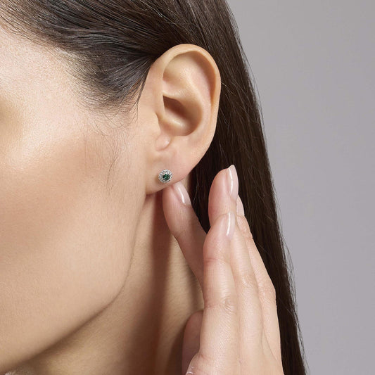 MABINA - Orecchini a lobo con zirconi e smeraldo sintetico