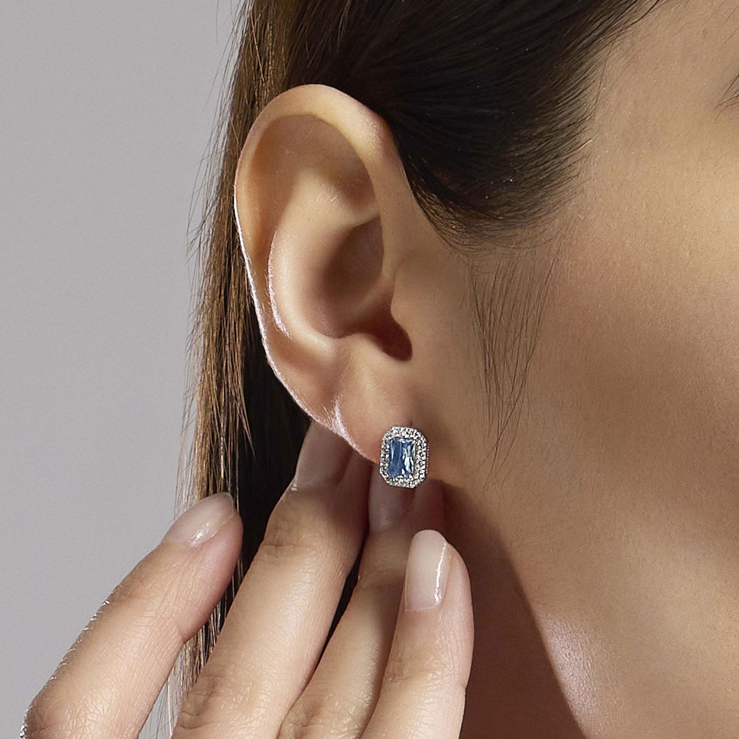 MABINA - Orecchini con acquamarina sintetica taglio cuore