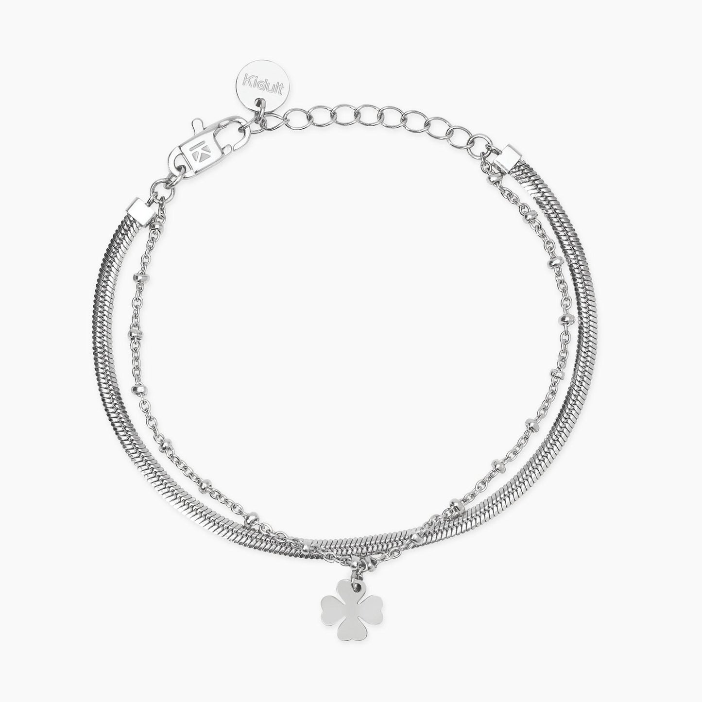 KIDULT -Bracciale con catene e ciondolo quadrifoglio