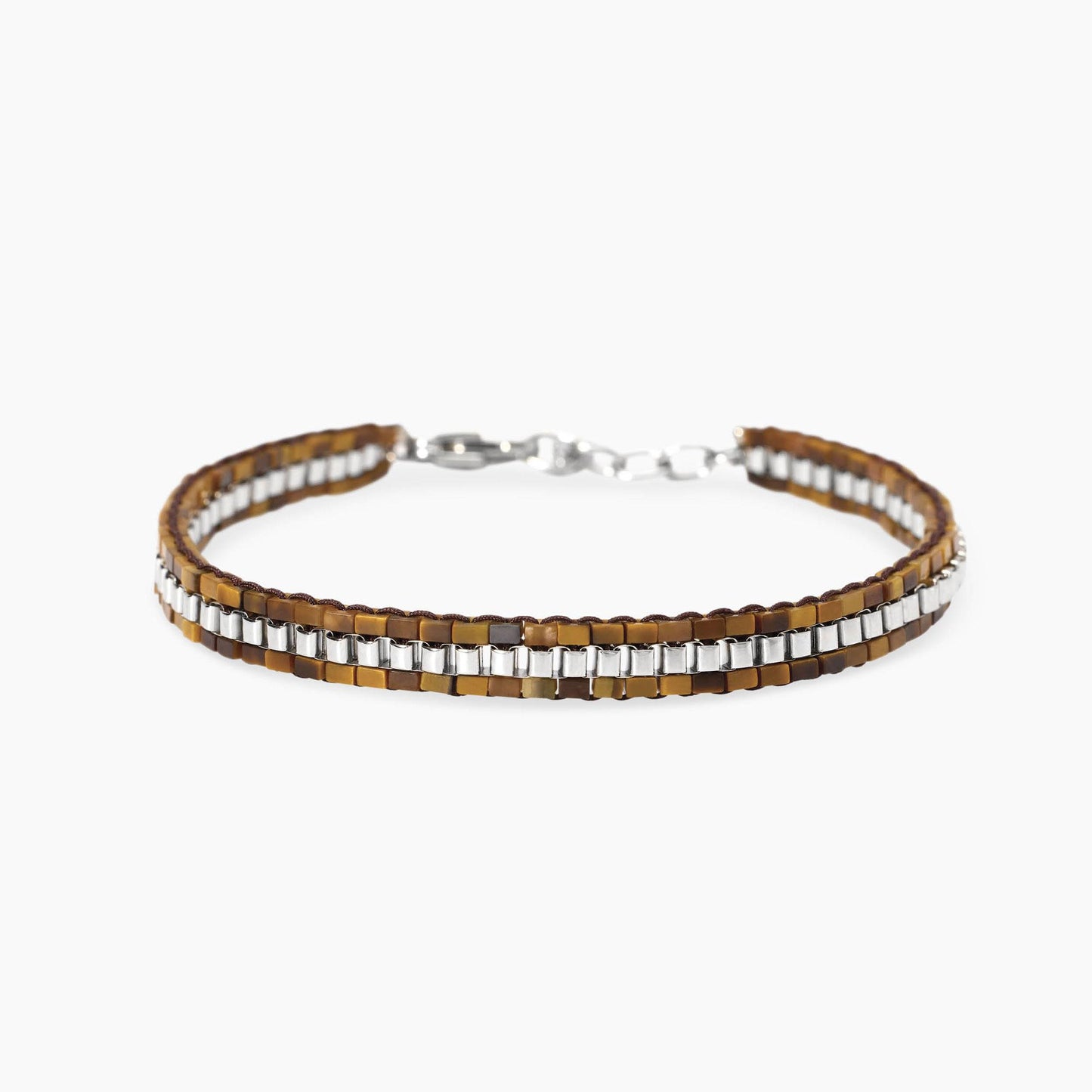 KIDULT -Bracciale in acciaio con nylon e occhio di tigre