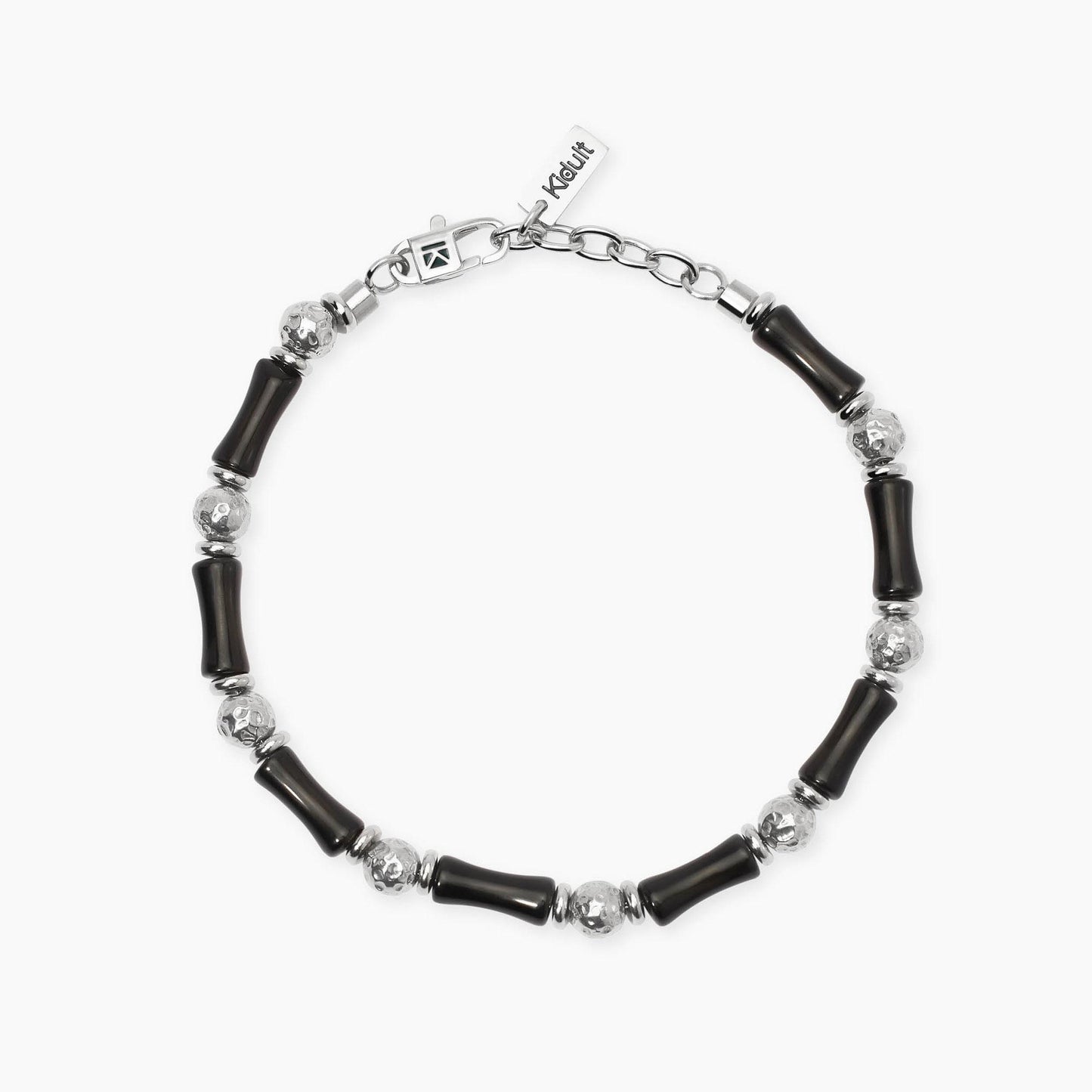 KIDULT -Bracciale in acciaio e ossidiana