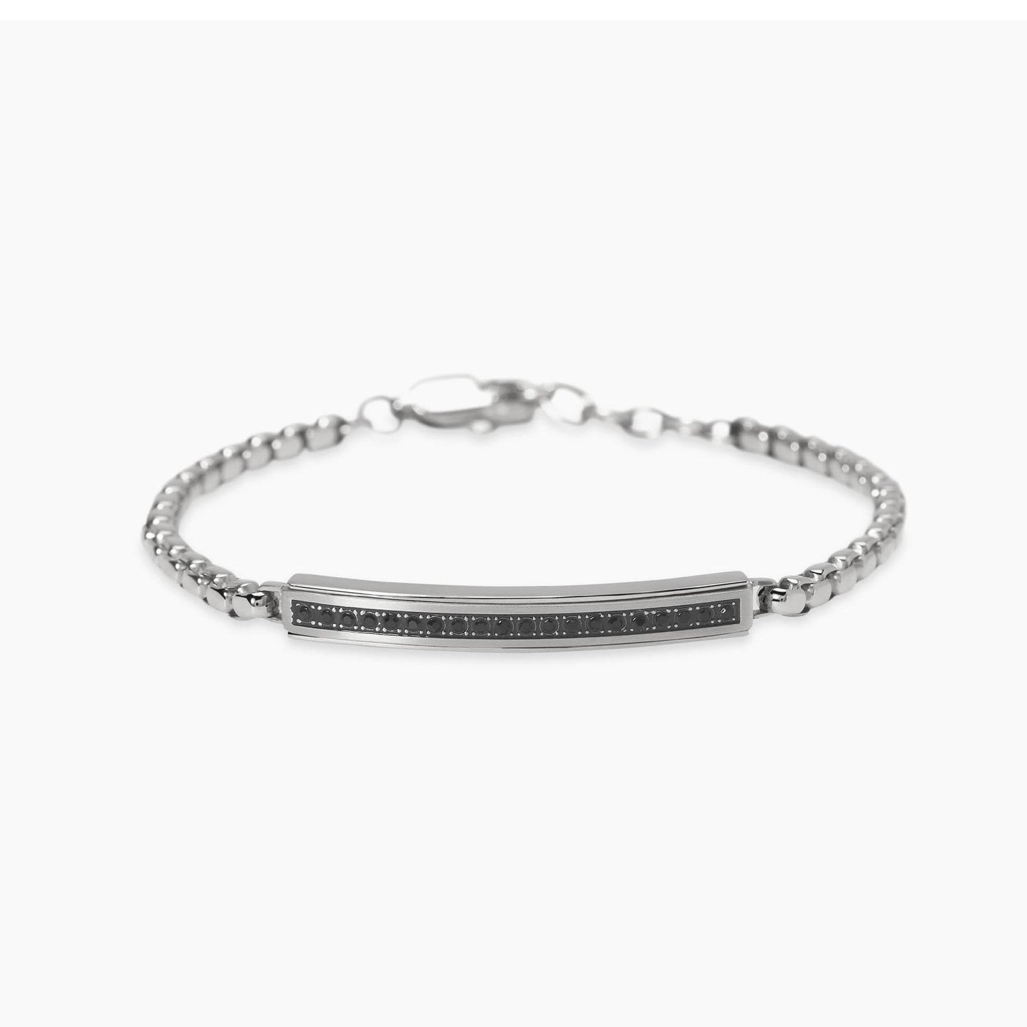 KIDULT -Bracciale con piastra in cristalli neri
