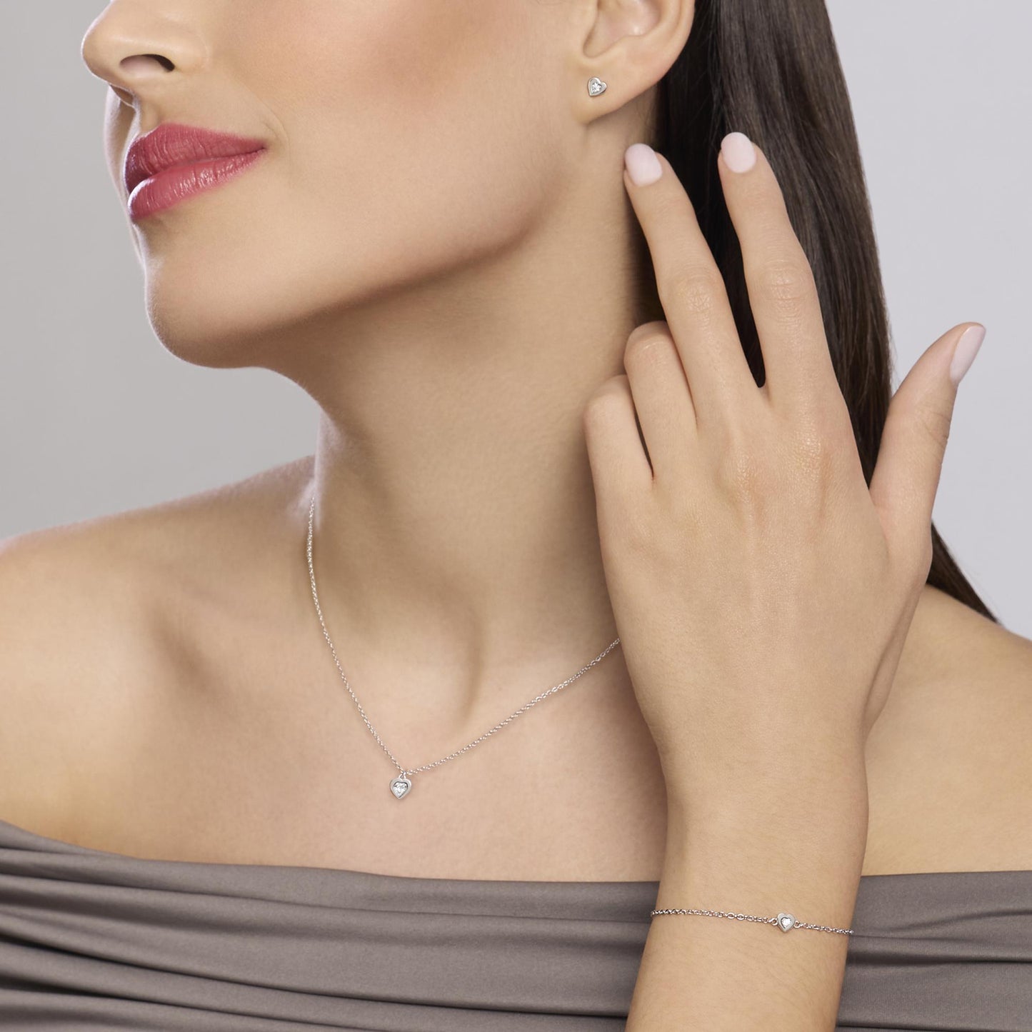 MABINA MY DIAMOND - Bracciale con cuore e diamante lab-grown