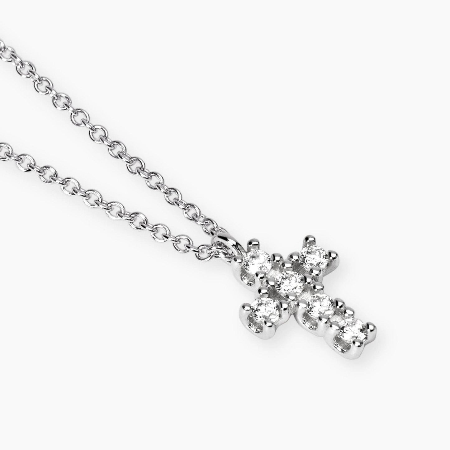 MABINA MY DIAMOND - Girocollo con croce in diamanti lab-grown