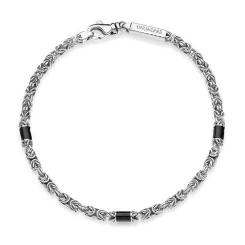 UNOAERRE UOMO - Bracciale uomo in argento e smalto nero
