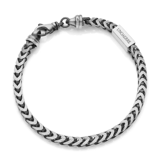 UNOAERRE UOMO - Bracciale in argento brunito catena franco