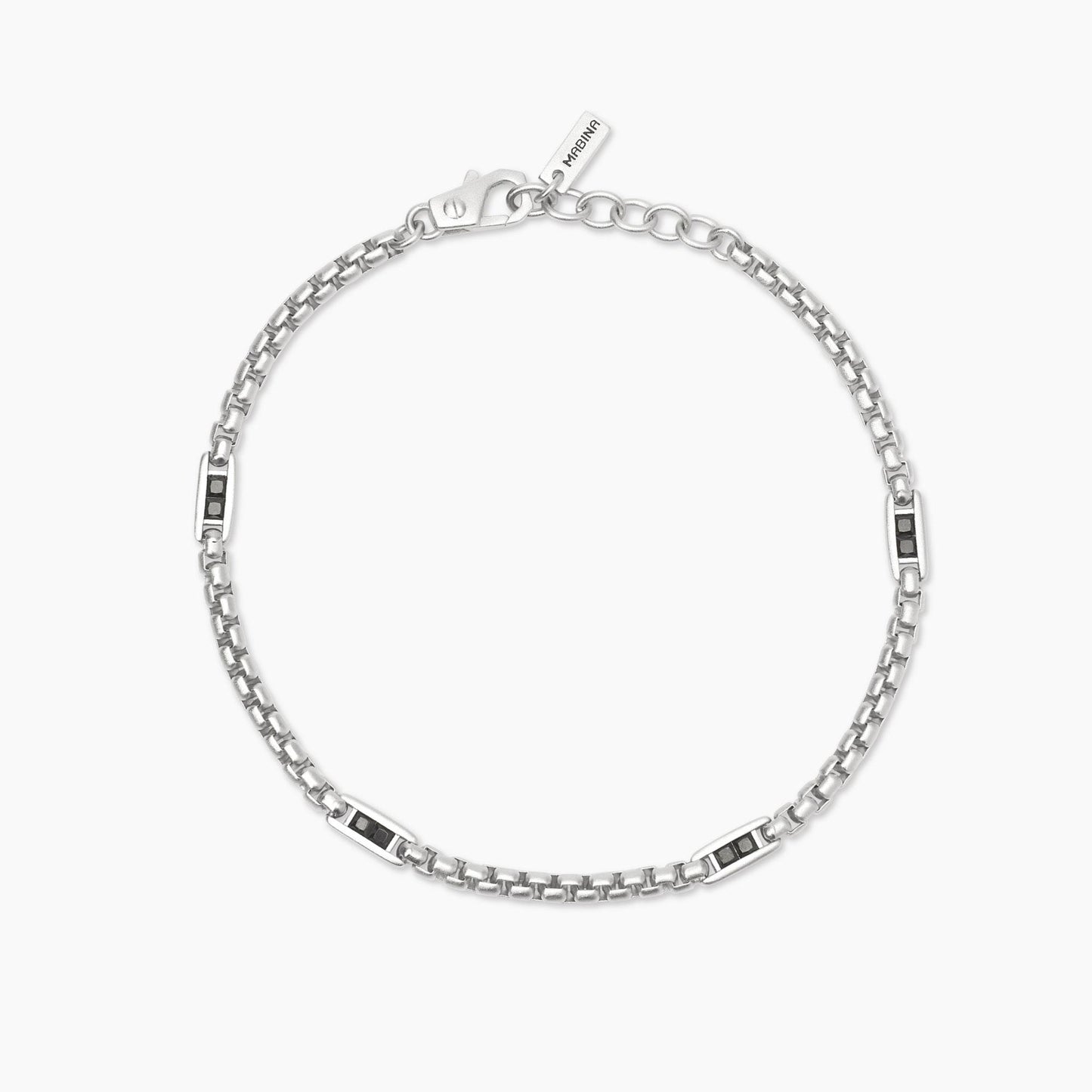 MABINA UOMO - Bracciale con catena veneta e inserti neri