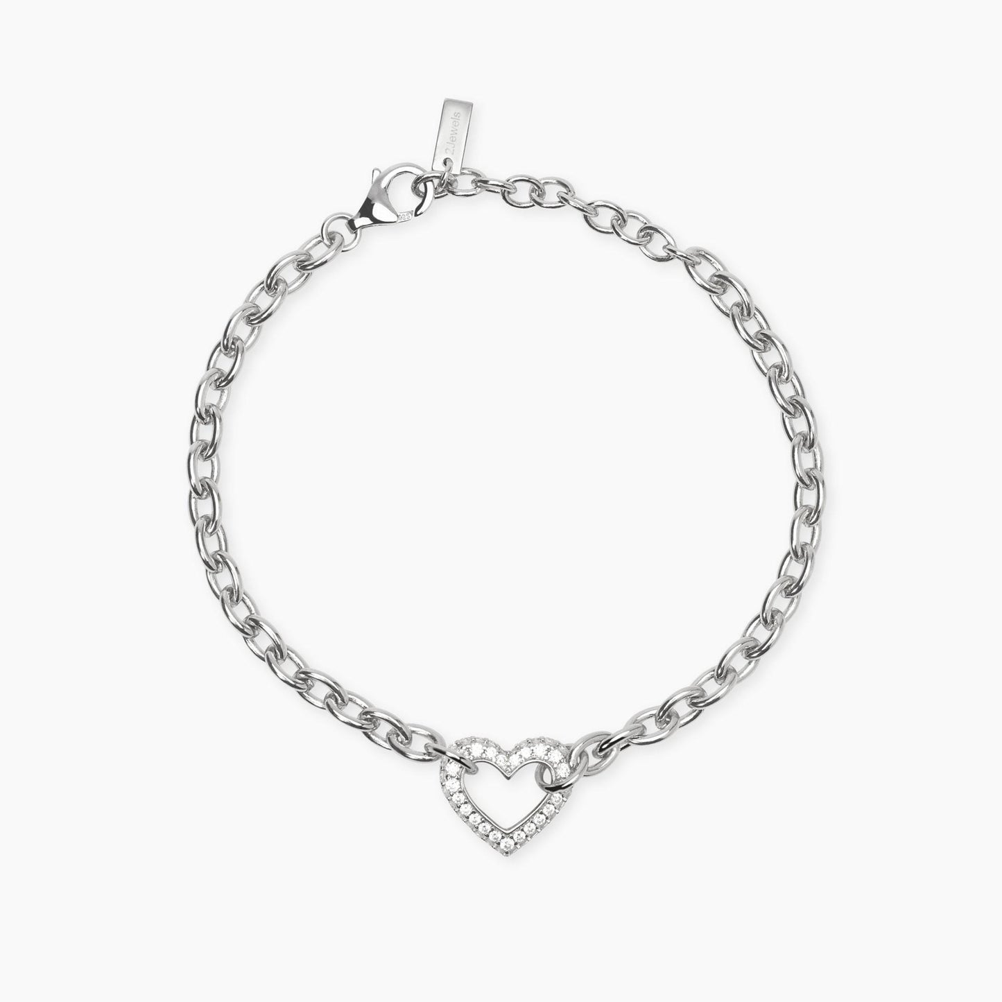 MABINA - Bracciale con catena rolò e cuore