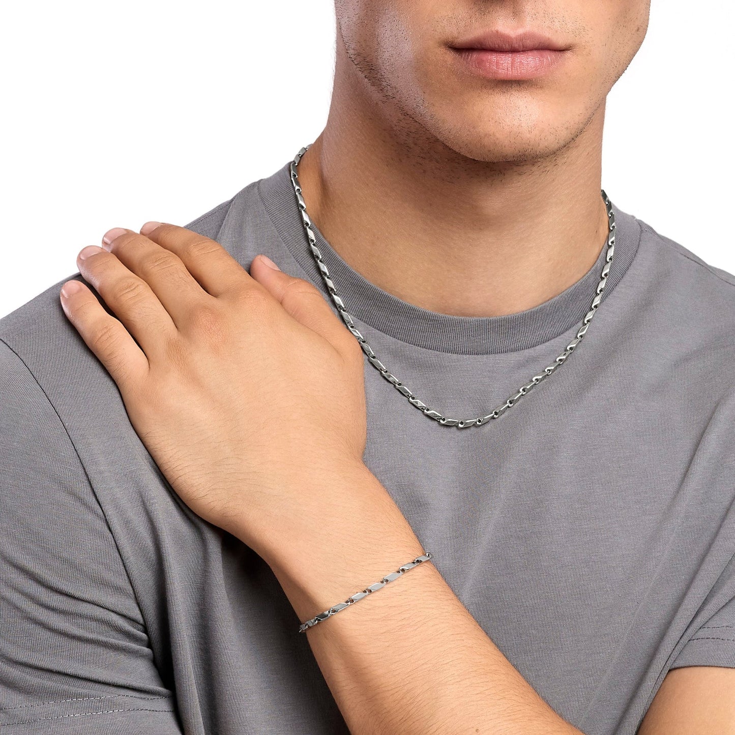 KIDULT - Bracciale uomo in acciaio con catena fancy