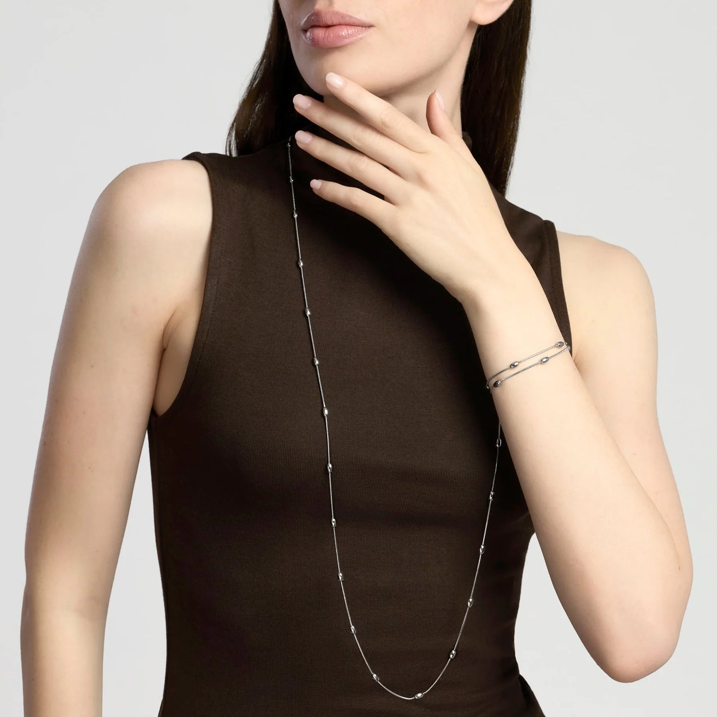 KIDULT - Bracciale in acciaio con catene snake ed elementi ovali