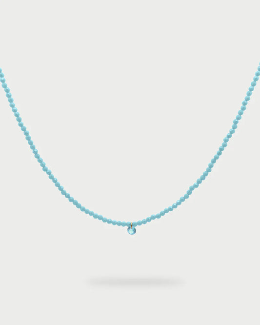 RUE DES MILLE - Girocollo filo di pepite zirconi Milky Turchese