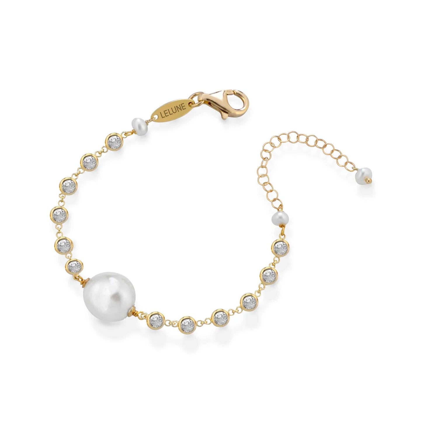 LE LUNE GLAMOUR -Bracciale in argento, perla e zirconi