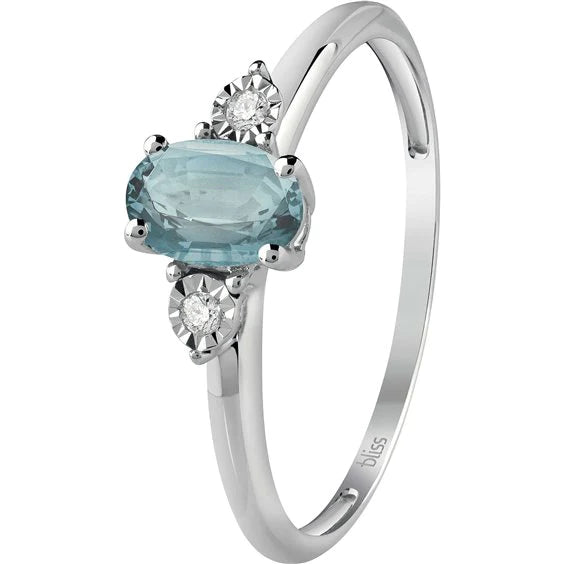 BLISS - Anello con Acquamarina e Diamanti