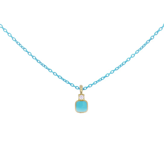 RUE DES MILLE - GIROCOLLO QUADRATO SMALTO, DIAMANTE E CATENA CON VERNICE - ORO18KT