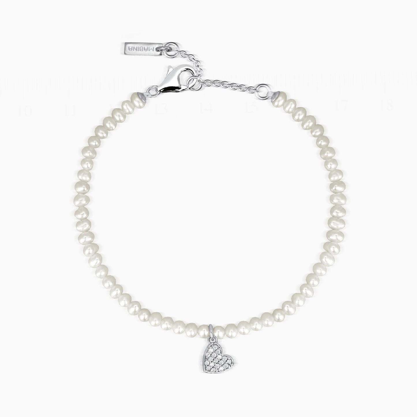MABINA -  Bracciale con Perle Coltivate e Cuore