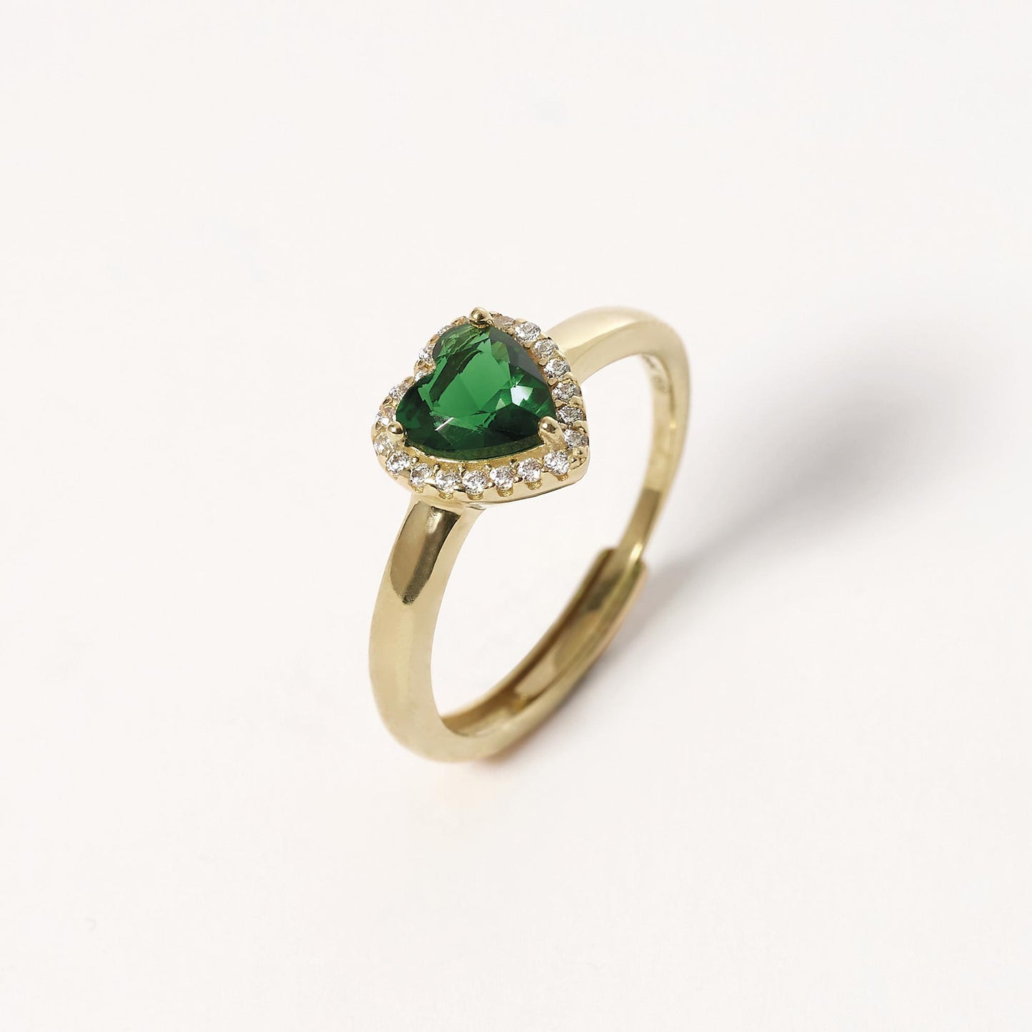 MABINA - Anello Argento Dorato Con Smeraldo Sintetico