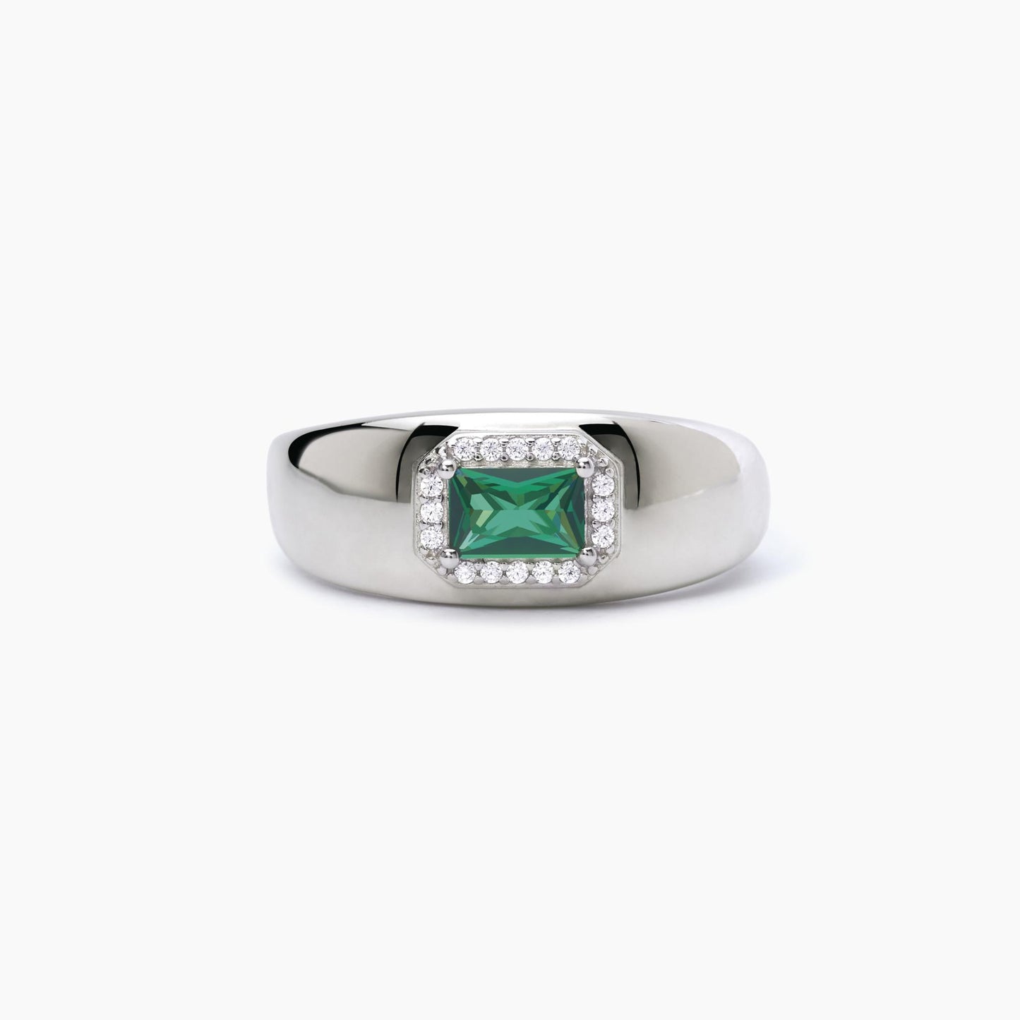 MABINA - Anello Fascia in Argento Con Smeraldo Sintetico