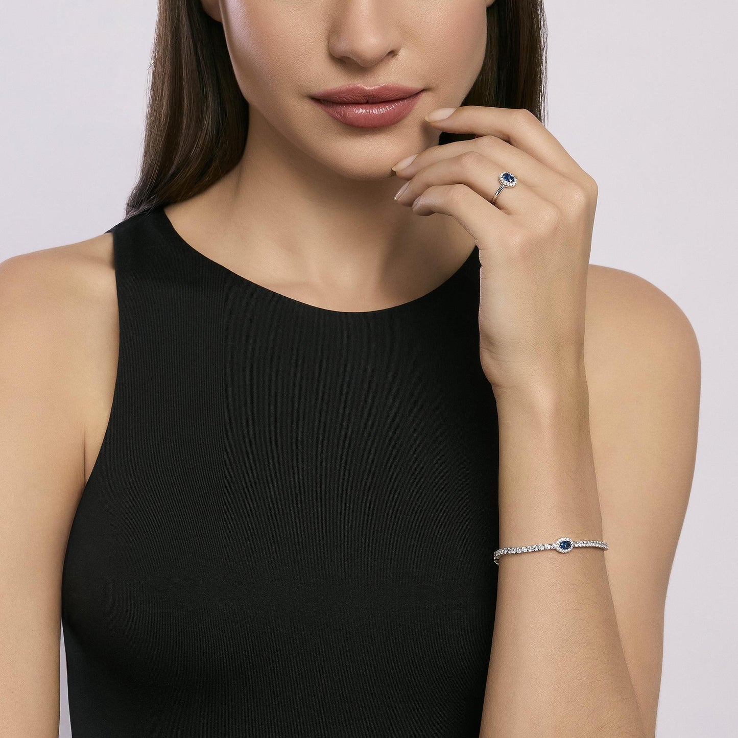 MABINA - Anello con zaffiro sintetico ovale COOL OR RÉTRO