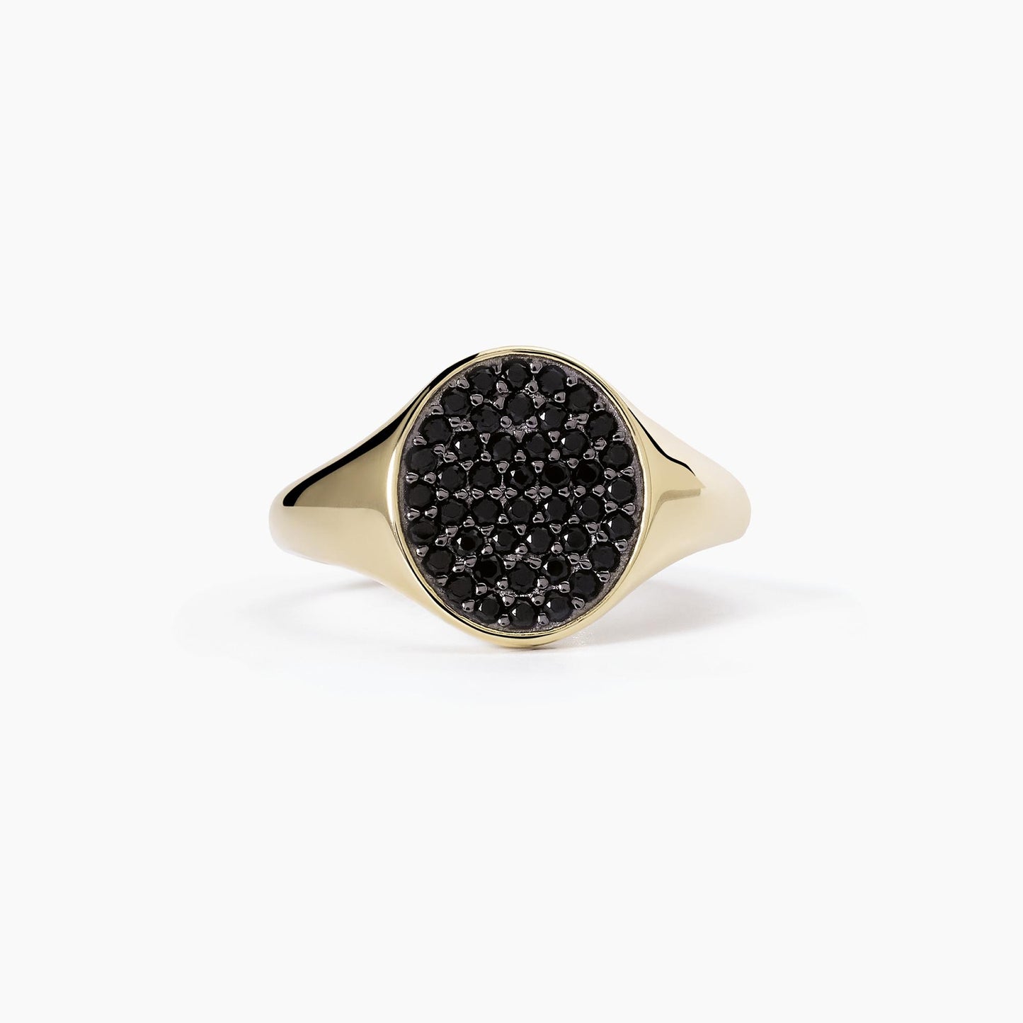 MABINA - Anello chevalier con pavè nero CHEVALIER
