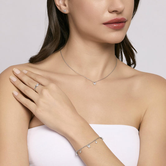 MABINA - Girocollo in argento con zirconi bianchi taglio marquise SECRET GARDEN