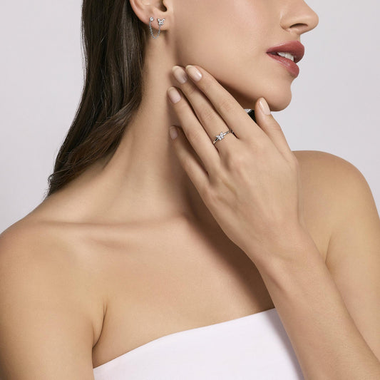 MABINA - Mono orecchino doppio in argento con catena SECRET GARDEN