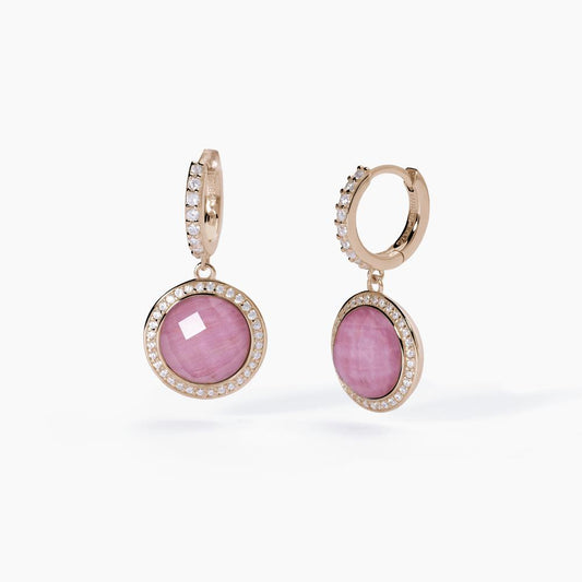 MABINA - Orecchini con pendente in rodocrosite e cristallo di rocca DIVA