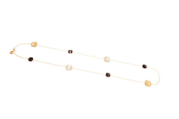 MADI' - Collana in Argento con Pietre Grigio fumo, Ghiaccio e Pesca