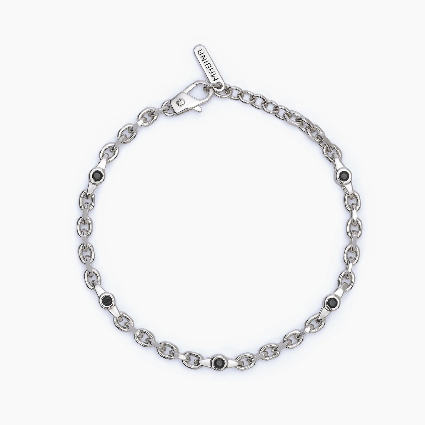 MABINA UOMO - Bracciale con catena rolò e inserti neri CONTEMPORANEO