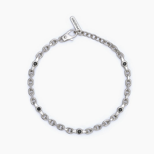 MABINA UOMO - Bracciale con catena rolò e inserti neri CONTEMPORANEO