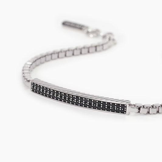 MABINA UOMO - Bracciale con catena veneta e piastra in pavè COSMOPOLITAN