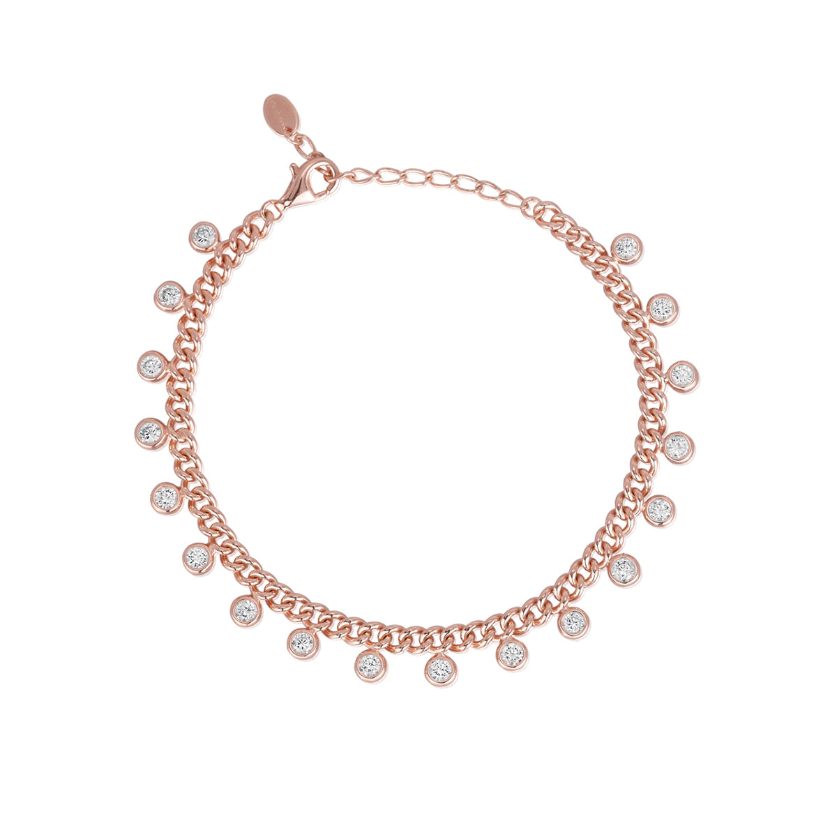 MABINA - Bracciale Catena e Zirconi Rose