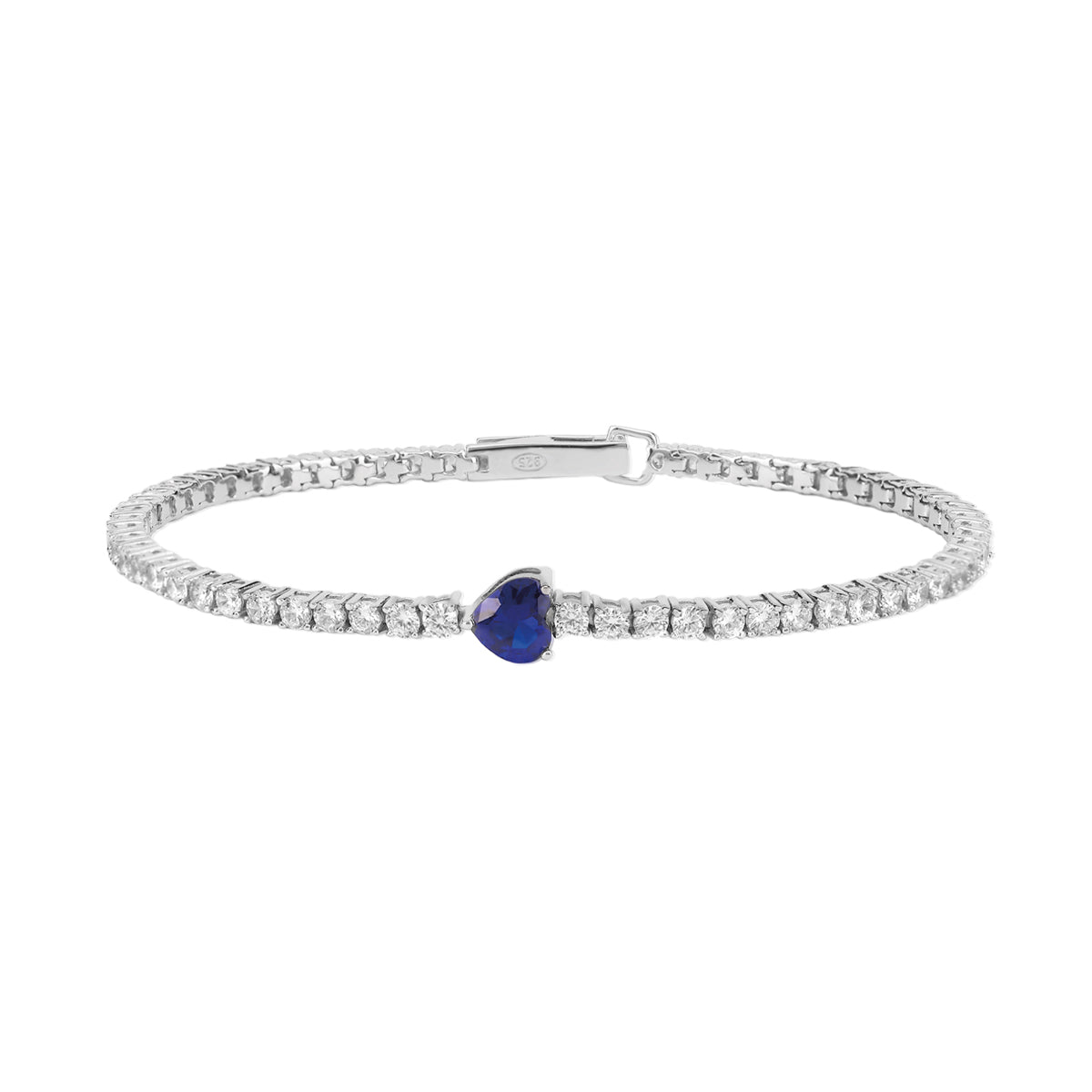 MABINA - Bracciale Tennis Cuore Blu