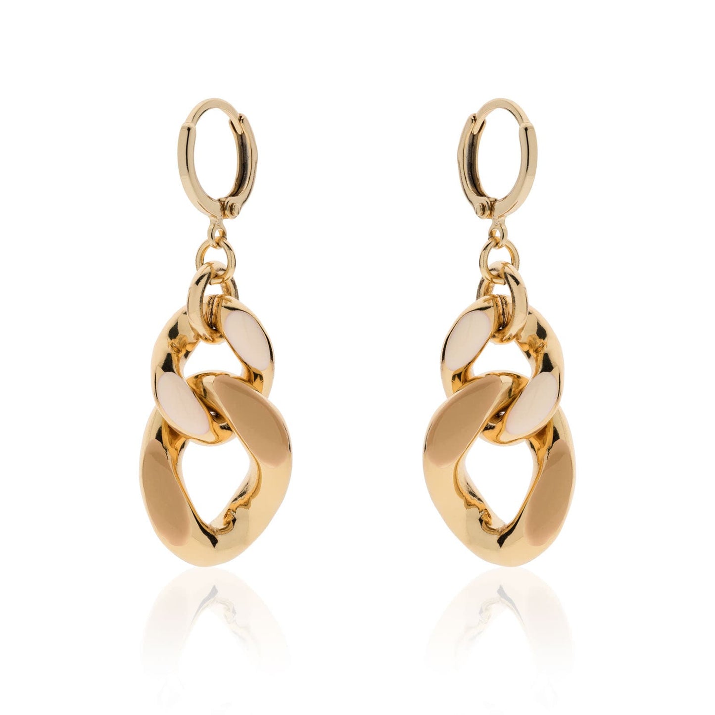 UNOAERRE - Orecchini groumette smalto nocciola e beige