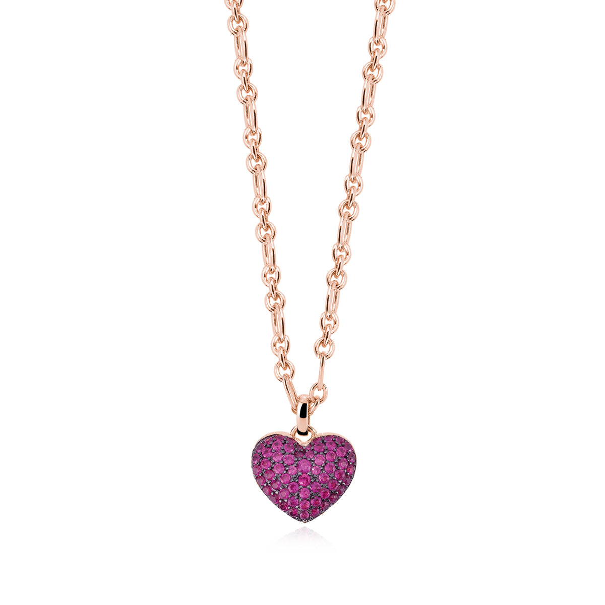 MABINA - Collana Cuore Rubino Sintetico