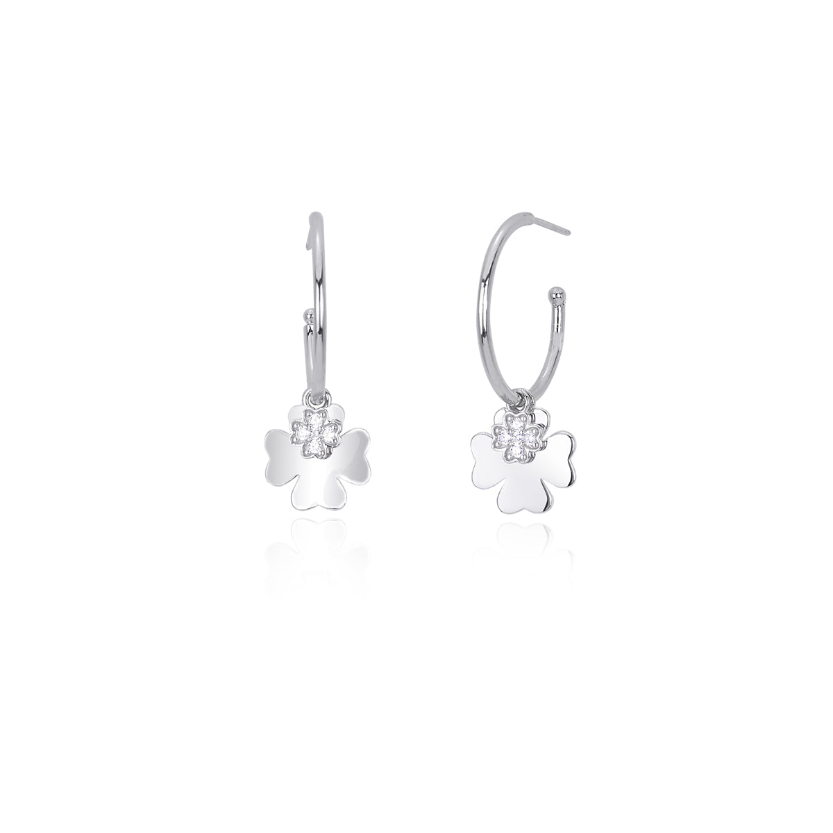 MABINA - Orecchini a Semicerchio con Quadrifoglio