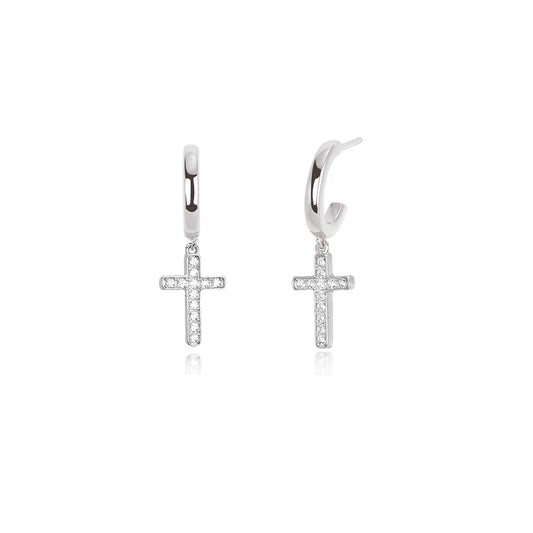 MABINA - Semicircle Earrings with Cross