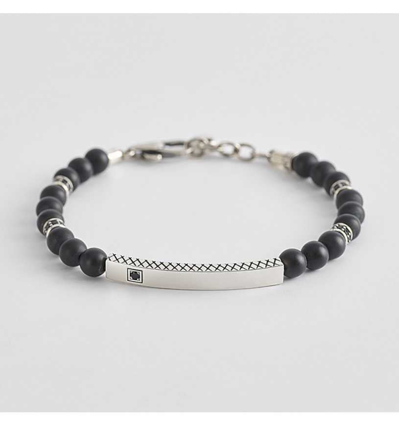 MABINA UOMO - Bracciale Uomo Agata Nera