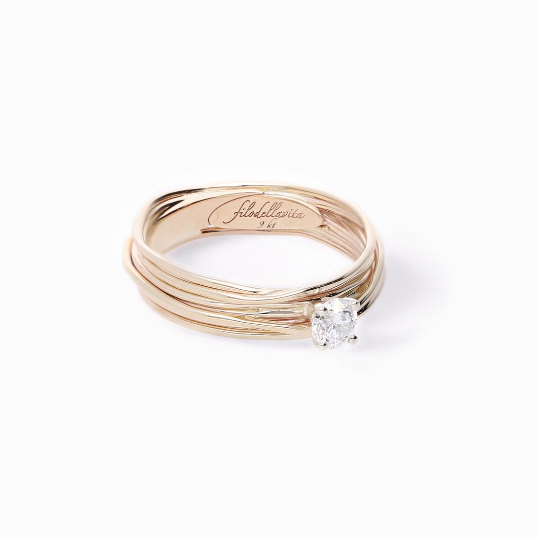 RUBINIA GIOIELLI Yellow Gold Solitaire Filodellavita Ring