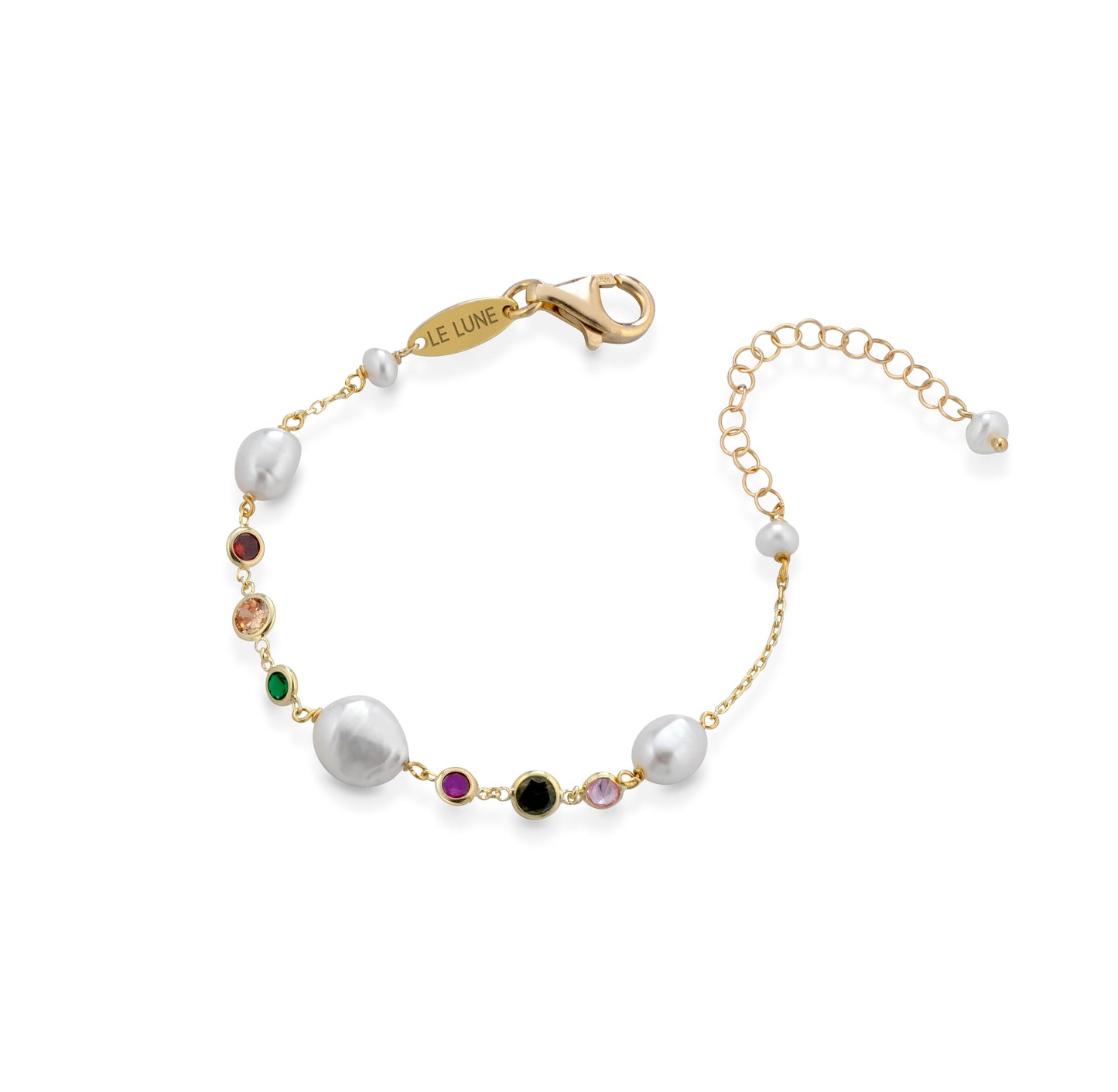 LELUNE - Bracciale con Perle Barocche e Zirconi Multicolor