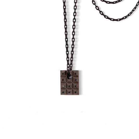MANO - Collana con Piastra in Titanio e Diamanti  Black