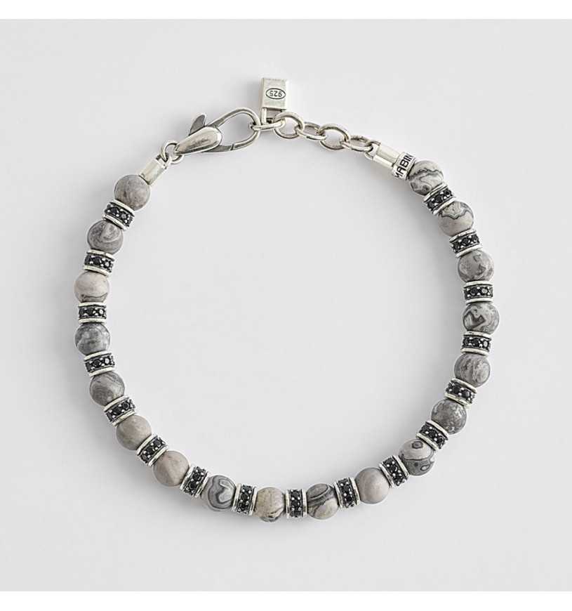 MABINA UOMO - Bracciale Agata Grigia