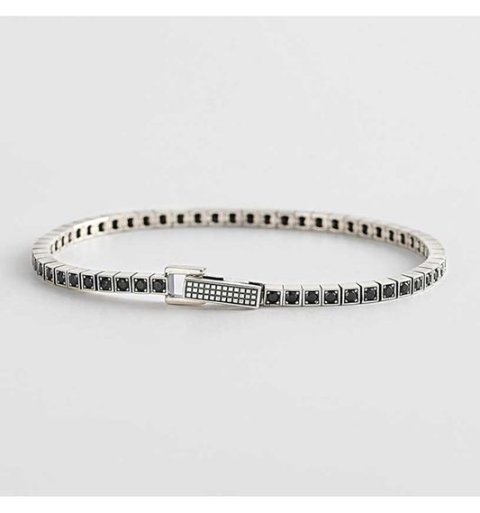 MABINA UOMO - Black Tennis Bracelet with Contour